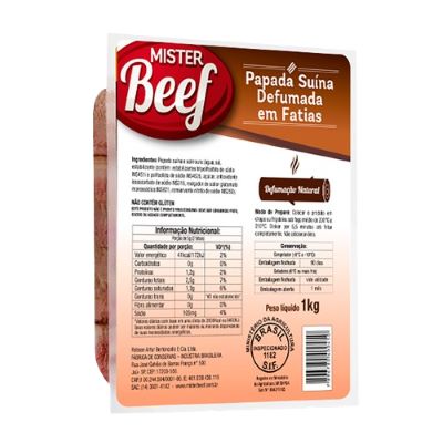 Imagem Papada Suína Defumada Fatiada 1kg (Mister Beef)