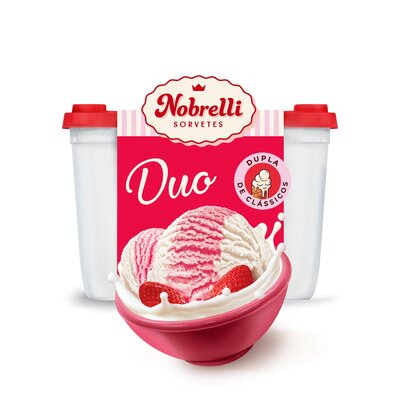 Imagem Sorvete Nobrelli Duo Baunilha e Morango Pote 1.3l